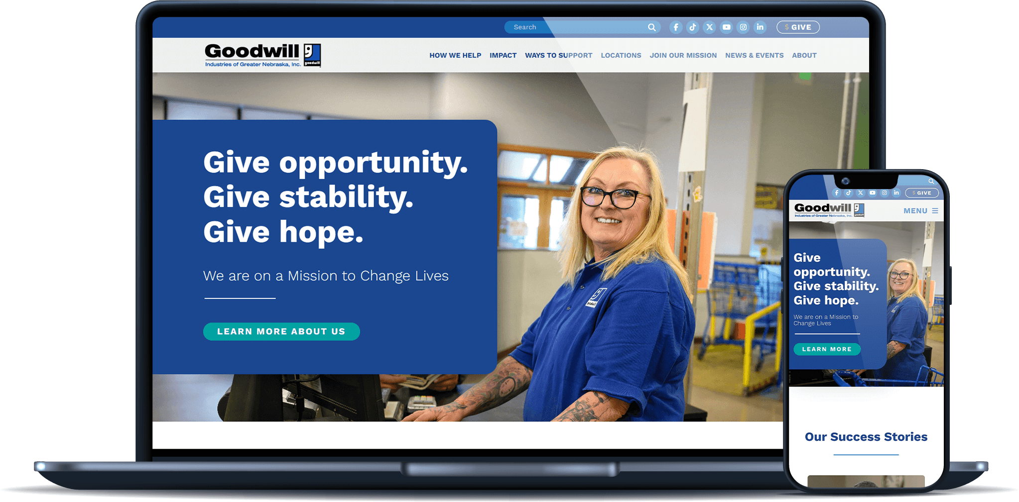 Goodwill Industries of Greater Nebraska desktop and mobile sites